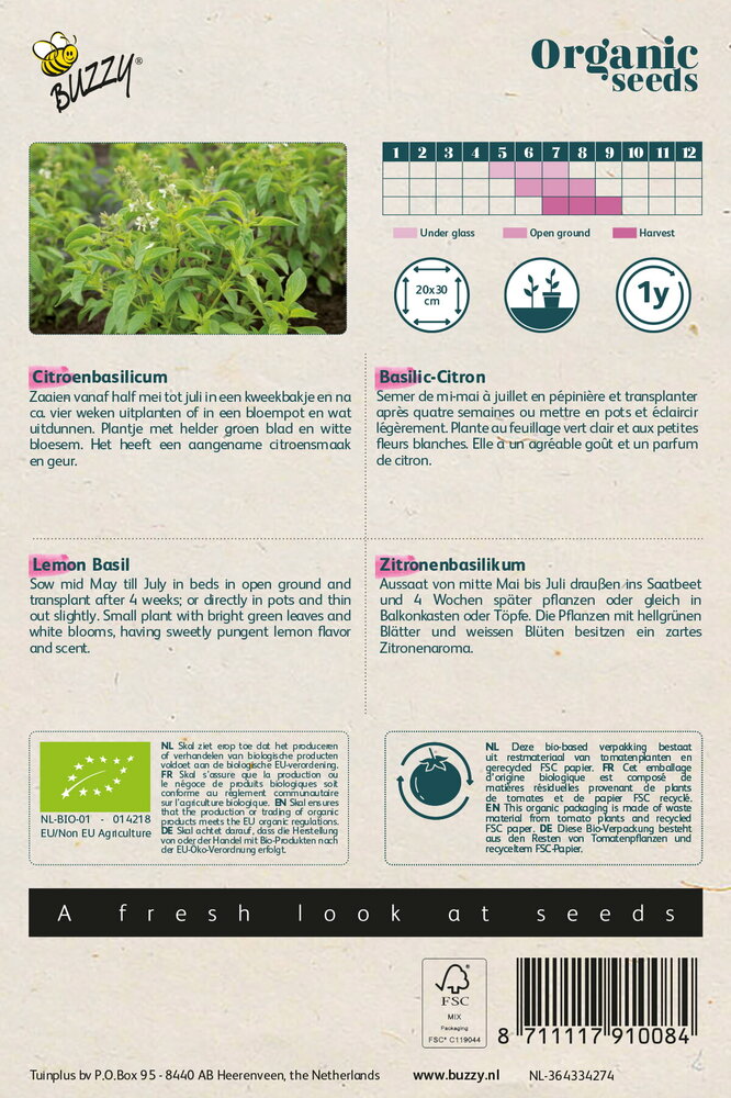 Basilicum zaden, Citroenbasilicum | BIO