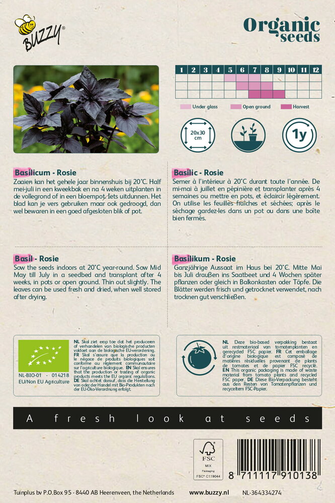 Basilicum zaden, Rosie | BIO