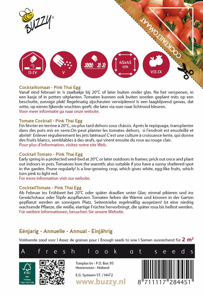 Tomaat zaden, Pink Thai Egg (Cocktail tomaten)