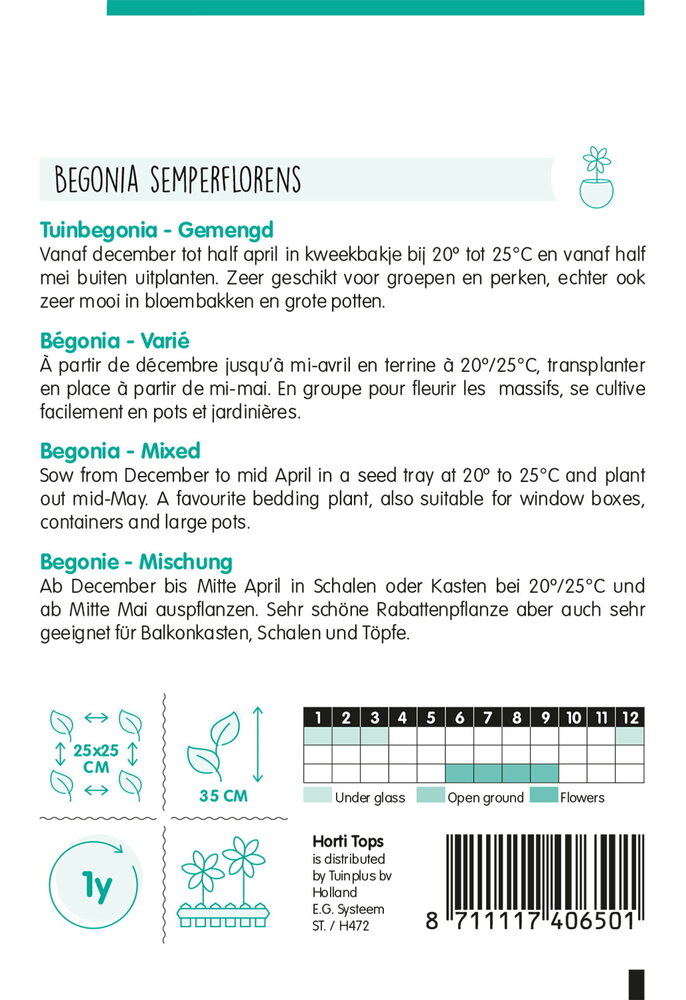 Begonia zaden, Tuinbegonia mix