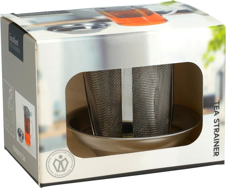 Theezeef, RVS met houder/schaaltje (theefilter)